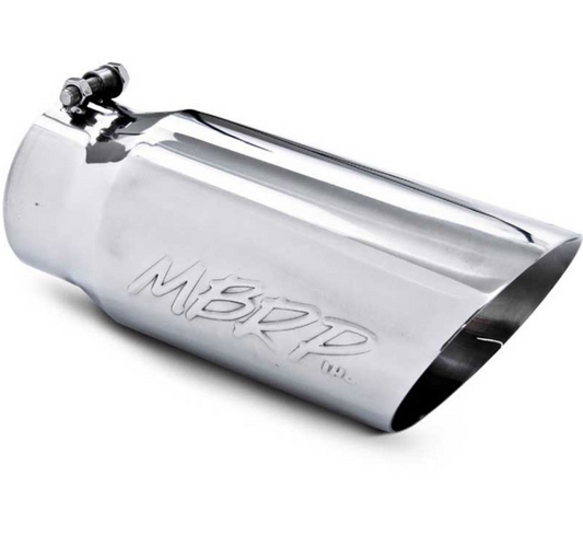 MBRP T5051  5" O.D. SINGLE WALL ROLLED EDGE ANGLED, 12" LENGTH, 4" INLET